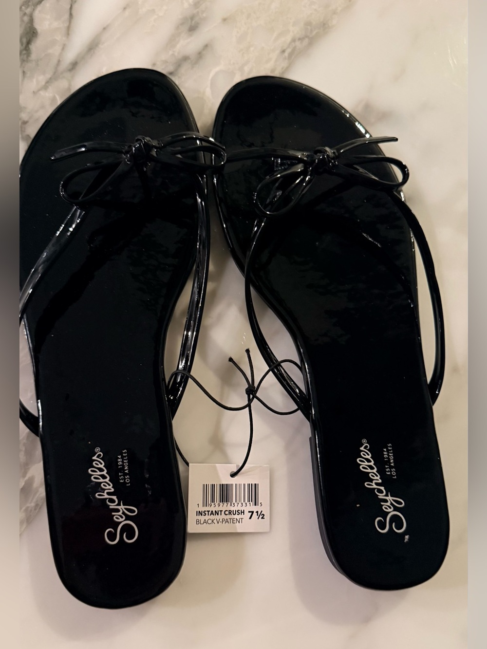 Seychelles Instant Crush Black Patent Bow Sandals - Women NWT 7.5
